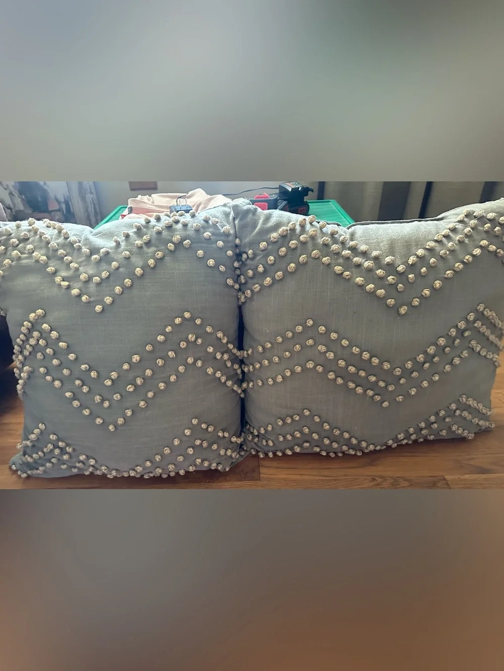 Decorative Textured Chevron Throw Pillow - Sage Green